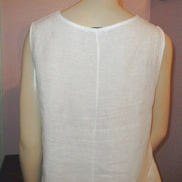 Francesca Bettini 100% Linen Top Size M Tank Peplum Ruffle Sleeveless Resort - Picture 7 of 9
